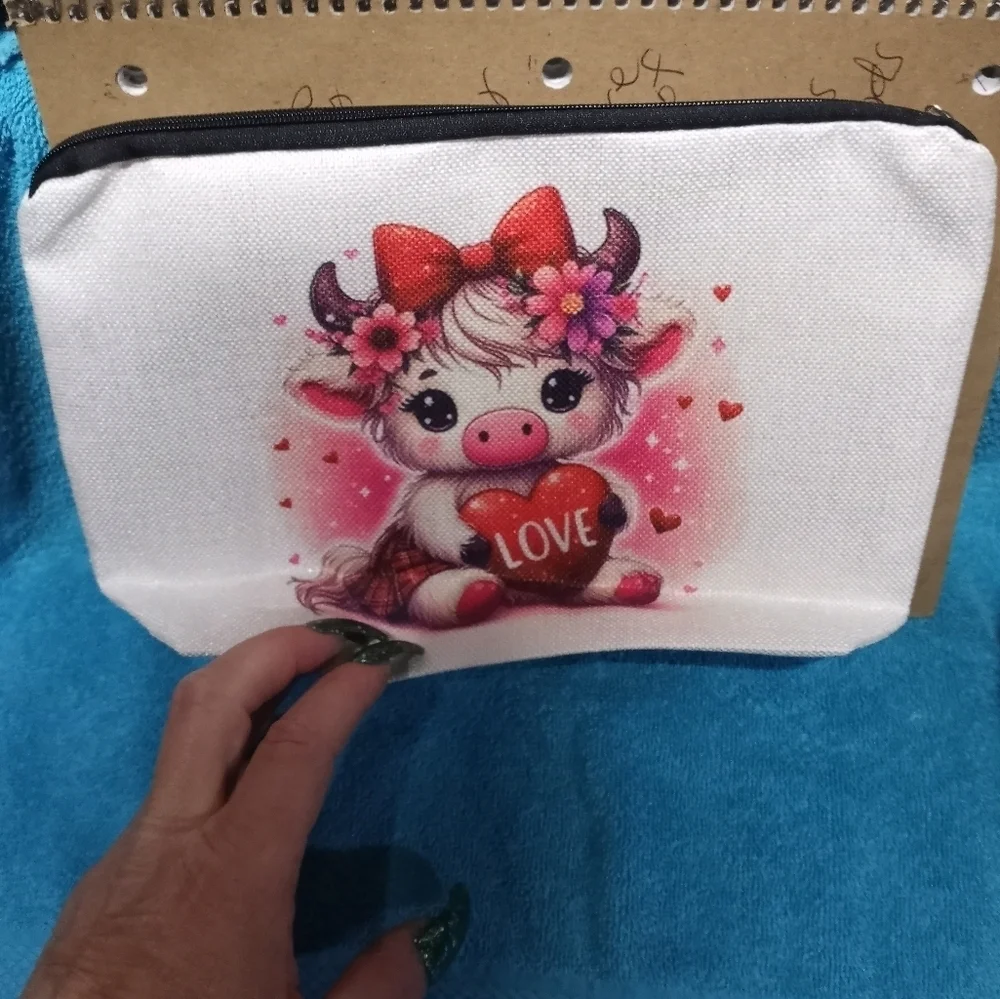 Cute Cow Love Makeup Pouch Cosmetic Bag